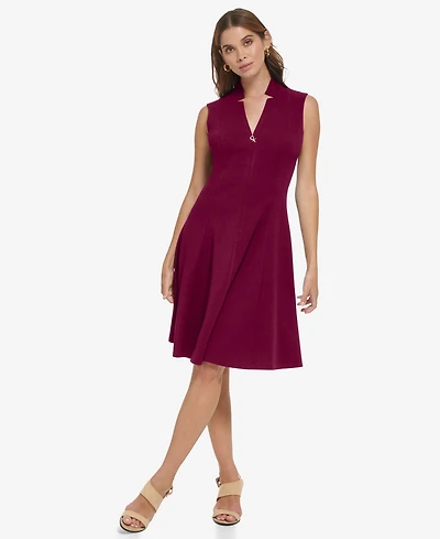 Calvin Klein Women's Sleeveless Scuba Crepe A-Line Dress