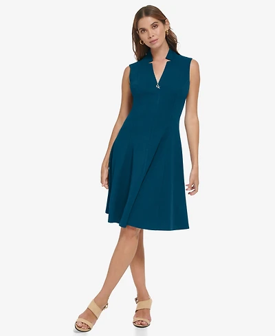 Calvin Klein Women's Sleeveless Scuba Crepe A-Line Dress