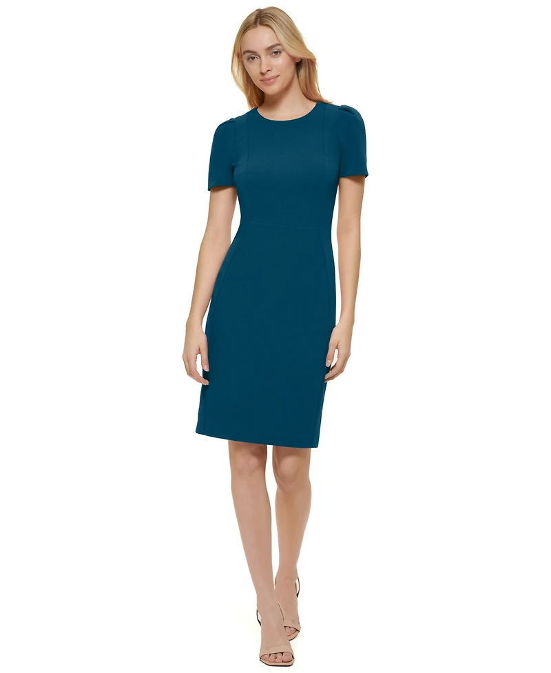 Calvin Klein Women's Short-Sleeve Scuba Sheath Dress