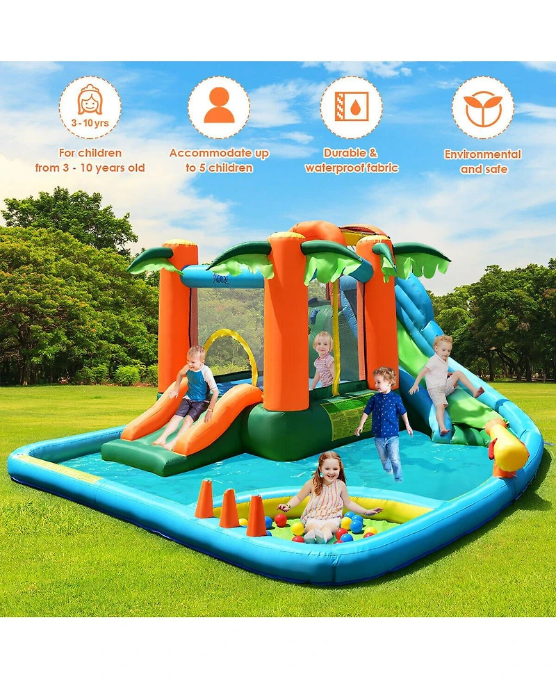 Gymax Inflatable Bounce House Jump Bouncer Kids Water Park Splash Play Center w/Blower