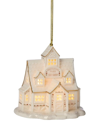 New For 2025! Lenox Mistletoe Park Ski Shop Lit Ornament
