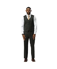 Stacy Adams Men's Glen Plaid Hybrid-Fit 3pc Notch Lapel Suit Set, Jacket Vest and Pants