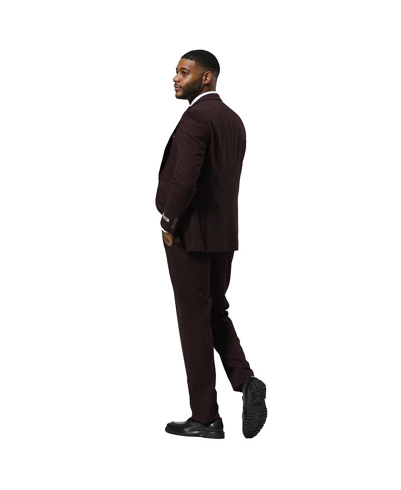 Stacy Adams Men's 3-Piece Paisley Jacket With Solid Vest And Pants Suit Peak Lapel