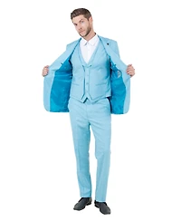 Stacy Adams Big & Tall Solid Textured 3-Piece Jacket With Vest And Pants Suit Notch Lapel