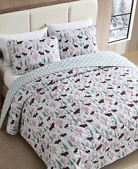 Eddie Bauer Mountain Moose Flannel Cotton Reversible -Pc. Quilt Set
