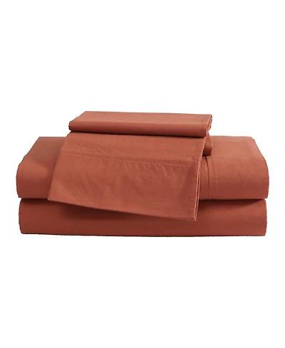 Eddie Bauer Solid Brushed 180-Thread Count Cotton Percale 4-Pc. Sheet Set