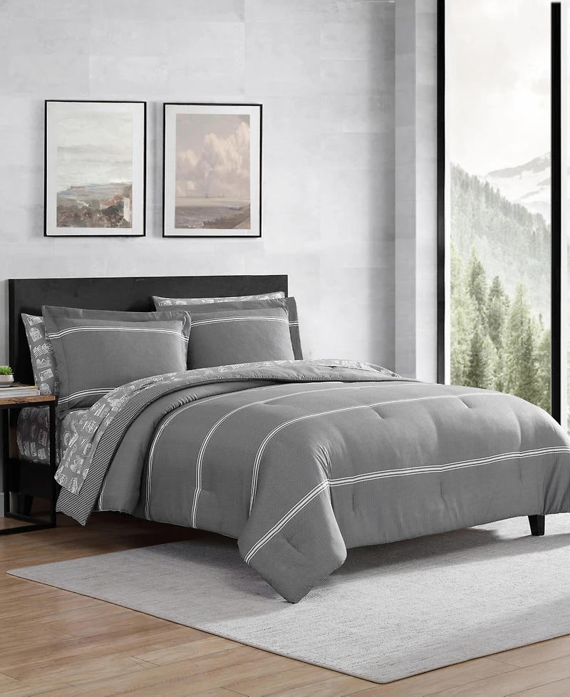 Eddie Bauer Chevron And Stripes Microfiber Reversible 5-Pc. Comforter Set, Twin