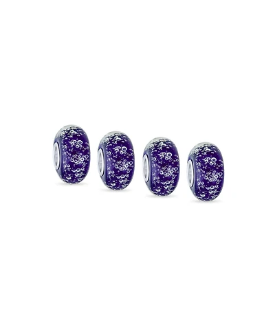 Bling Jewelry Set of 4 Bubble Murano Glass Spacer Charm Bead Sterling Silver Core