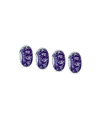 Bling Jewelry Set of 4 Bubble Murano Glass Spacer Charm Bead Sterling Silver Core