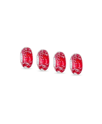 Bling Jewelry Set of 4 Bubble Murano Glass Spacer Charm Bead Sterling Silver Core