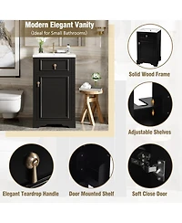Casainc 20-Inch Bathroom Vanity with Ceramic Sink, Soft Close Door, Adjustable Shelf & Door Storage Rack for Small Baths