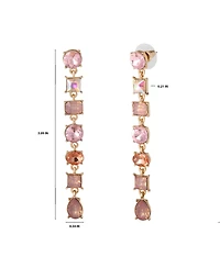 Jessica Simpson Light Pink Crystal Linear Drop Earrings in Gold-Tone