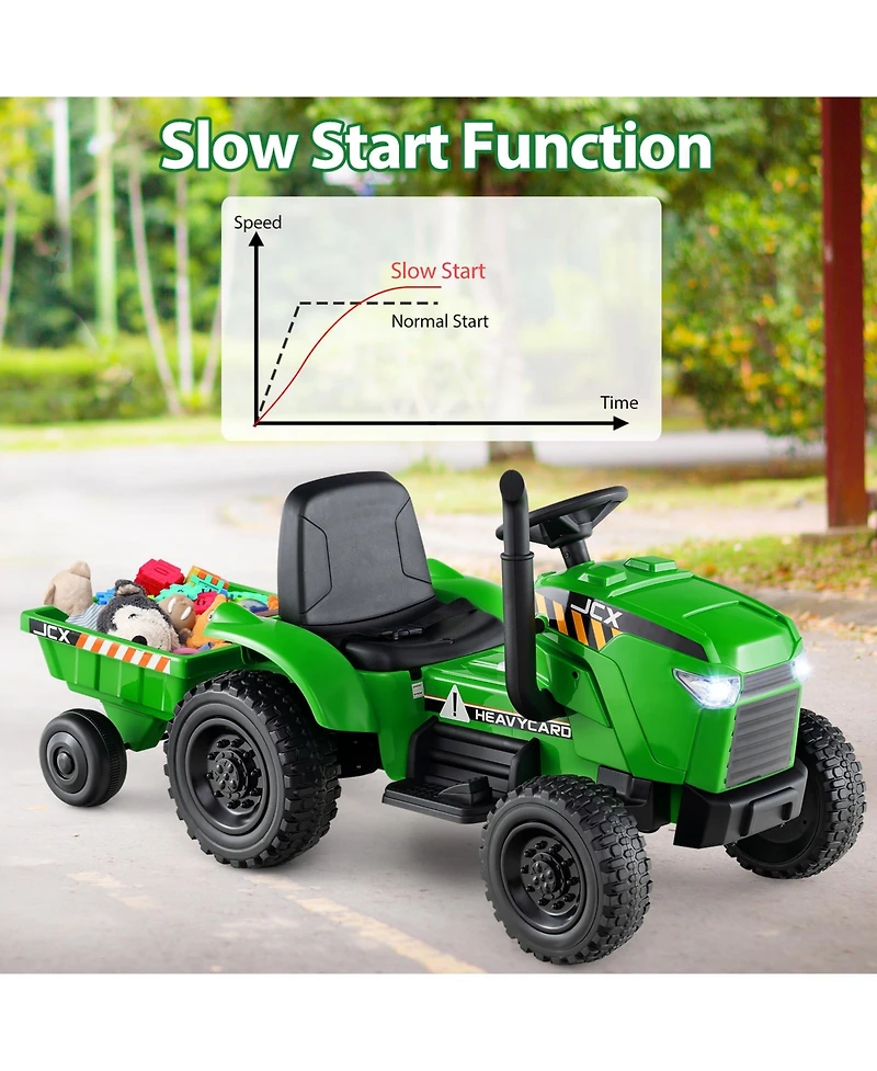 Gymax 2-in-1 Kids Ride On Tractor 12V Battery Powered Toy Car w/ Remote Control