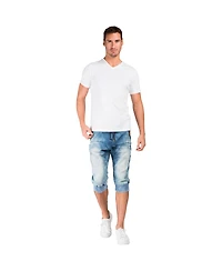 Level 7 Men's Premium Knit Denim Jogger Capri Shorts
