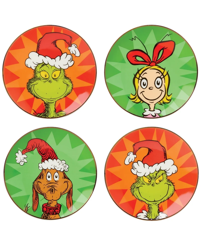 Lenox Merry Grinchmas Tidbit Plates, Set of 4