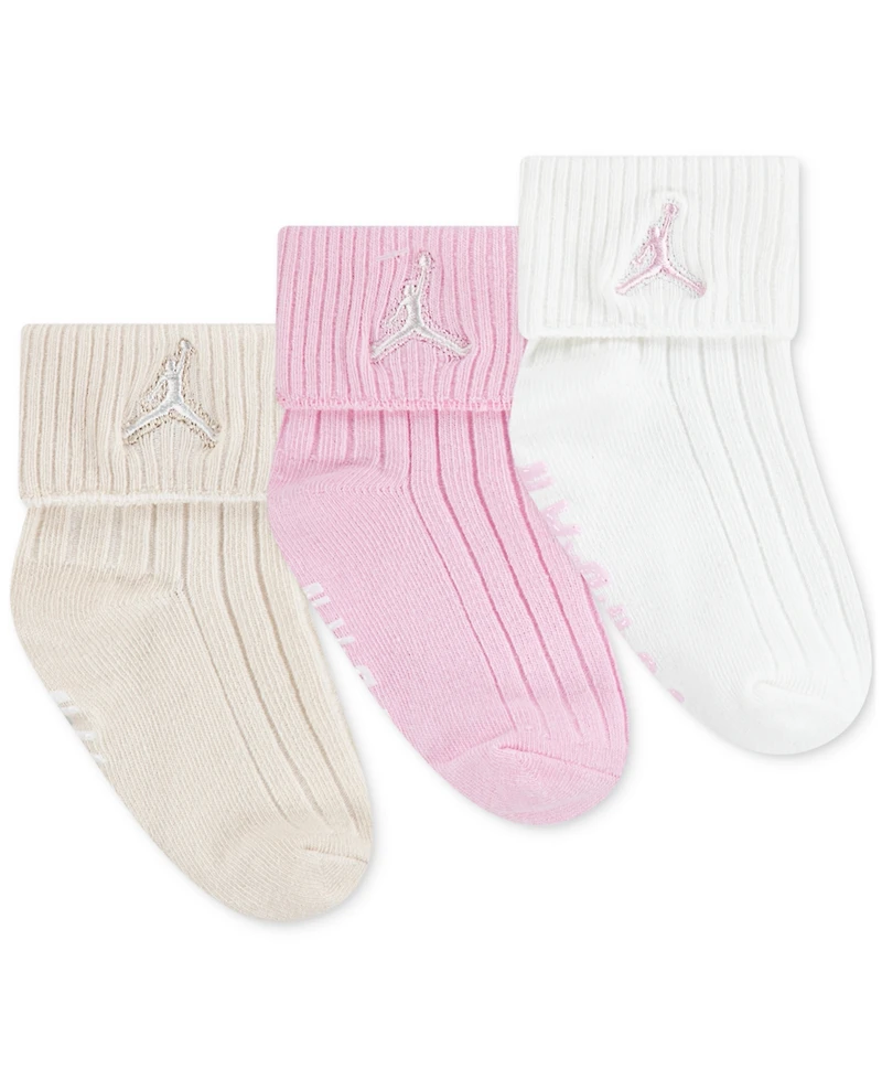 Baby Boy or Girl Essentials Ribbed Gripper Socks, 3 Pack