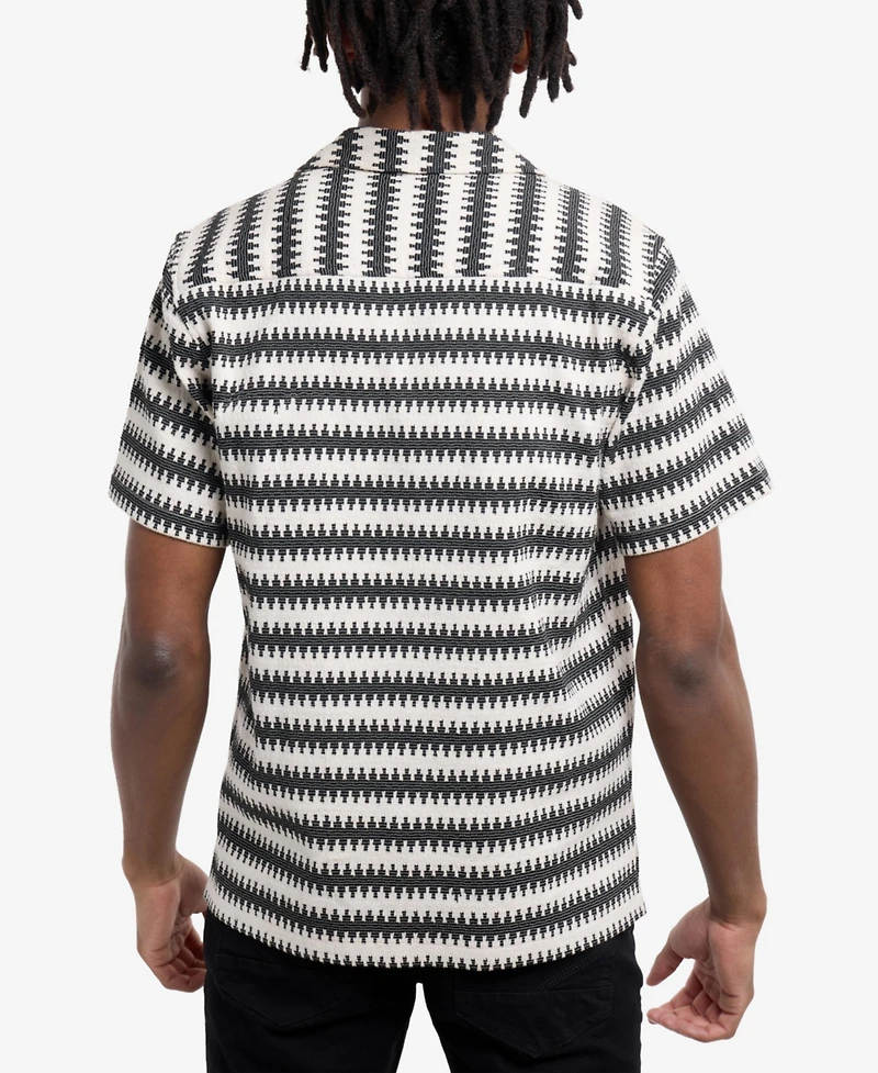 Spring + Mercer Men's Crochet Camp Collar Short Sleeve Shirt