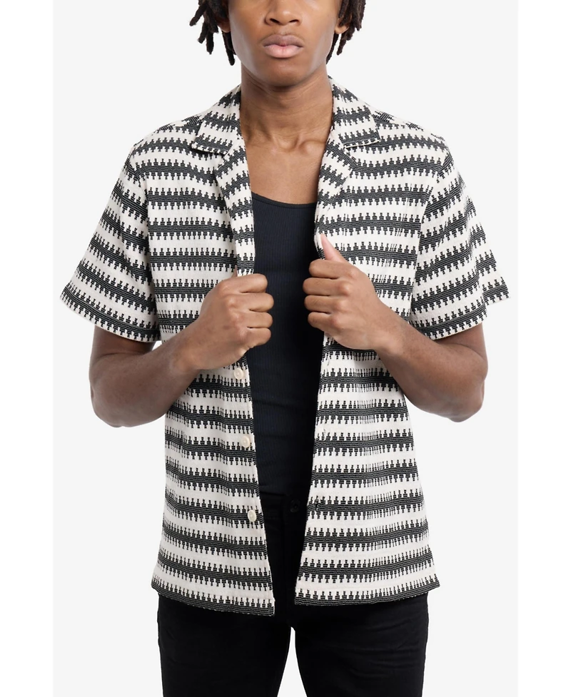 Spring + Mercer Men's Crochet Camp Collar Short Sleeve Shirt