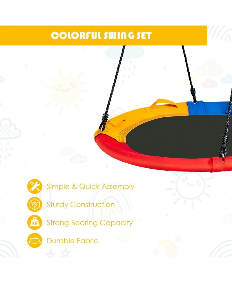 40 inch Saucer Tree Outdoor Round Platform Swing with Pillow and Handle