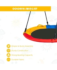 40 inch Saucer Tree Outdoor Round Platform Swing with Pillow and Handle