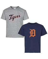 Soft As A Grape Big Boys and Girls 2-Pack Navy/Heather Gray Detroit Tigers T-Shirt Set
