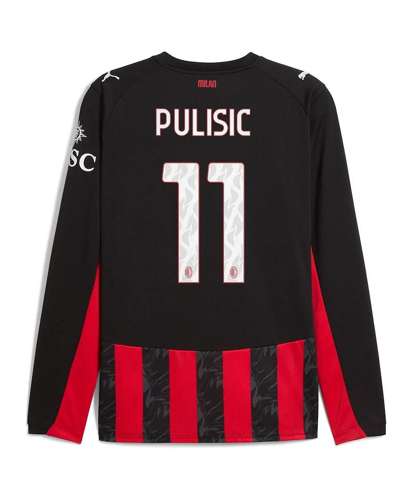 Puma Men's Christian Pulisic Red Ac Milan 2025/26 Home Replica Long Sleeve Player Jersey