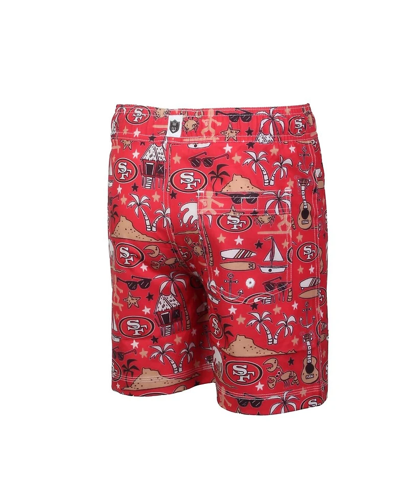 Wes & Willy Big Boys and Girls Scarlet San Francisco 49ers Luau Swim Trunks