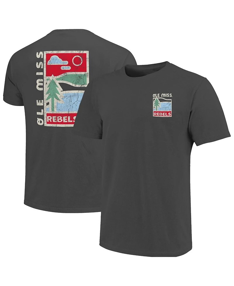 Image One Men's Graphite Ole Miss Rebels Comfort Colors Minimal Vista Distressed Graphics T-Shirt