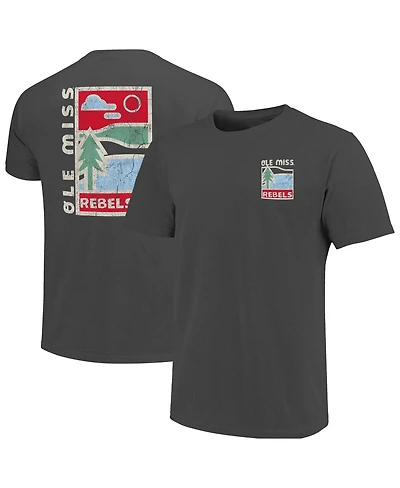 Image One Men's Graphite Ole Miss Rebels Comfort Colors Minimal Vista Distressed Graphics T-Shirt