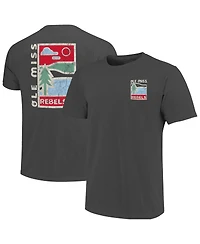 Image One Men's Graphite Ole Miss Rebels Comfort Colors Minimal Vista Distressed Graphics T-Shirt