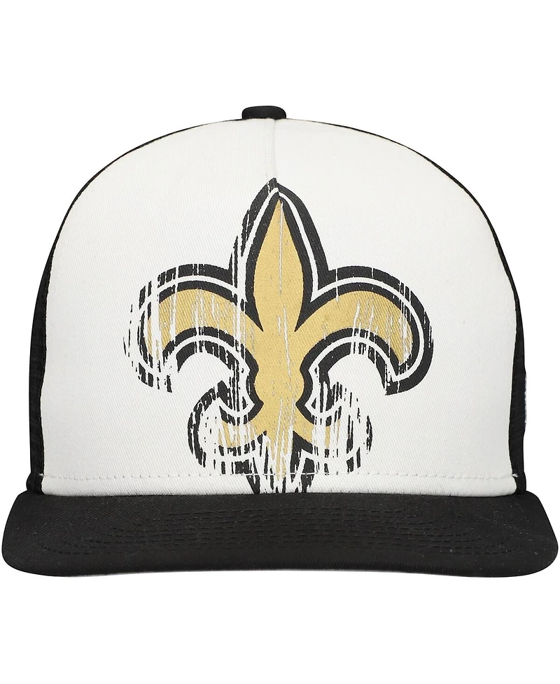New Era Big Boys and Girls White/Black New Orleans Saints Distressed 9FIFTY A-Frame Snapback Hat