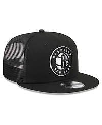 New Era Men's Black Brooklyn Nets 9FIFTY Snapback Trucker Hat