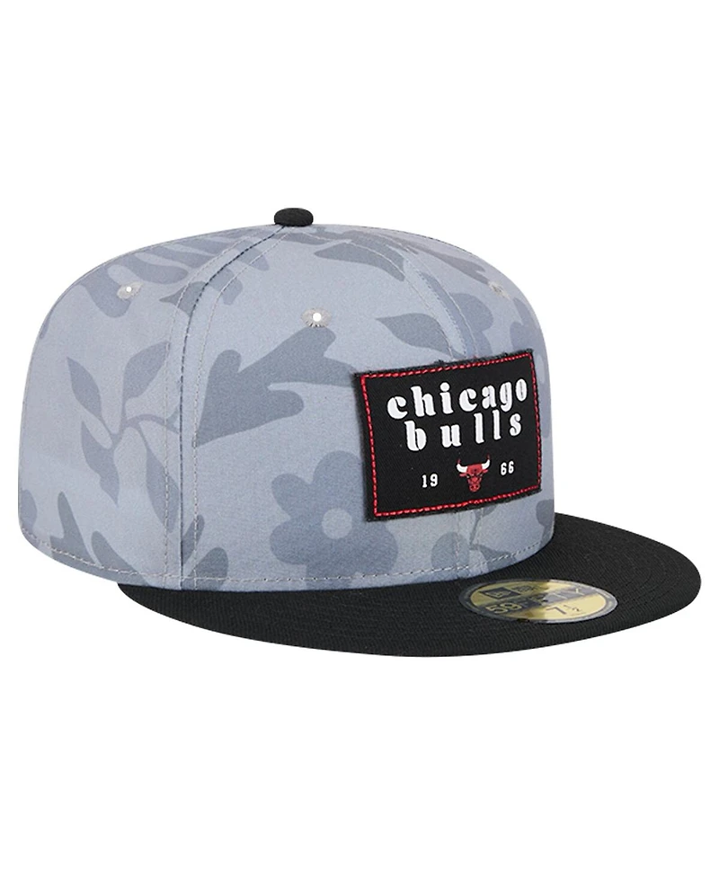 New Era Men's Gray Chicago Bulls Palm Fronds 2-Tone 59FIFTY Fitted Hat