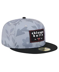 New Era Men's Gray Chicago Bulls Palm Fronds 2-Tone 59FIFTY Fitted Hat