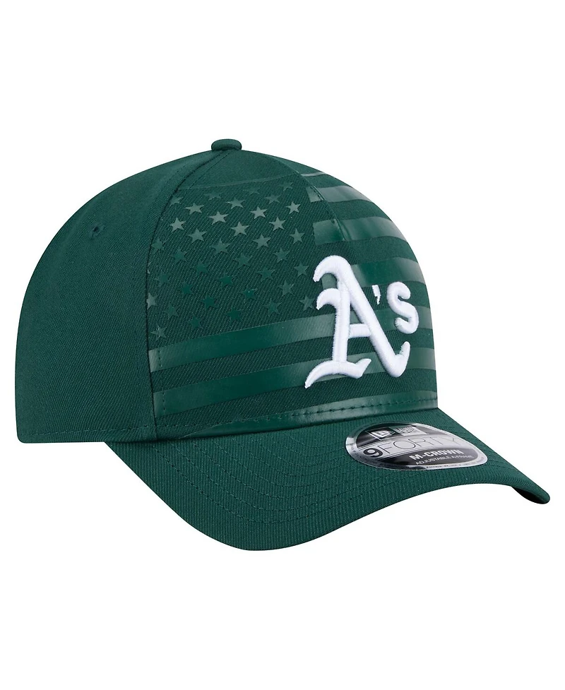 New Era Men's Green Athletics American Flag 9FORTY M-Crown A-Frame Adjustable Hat
