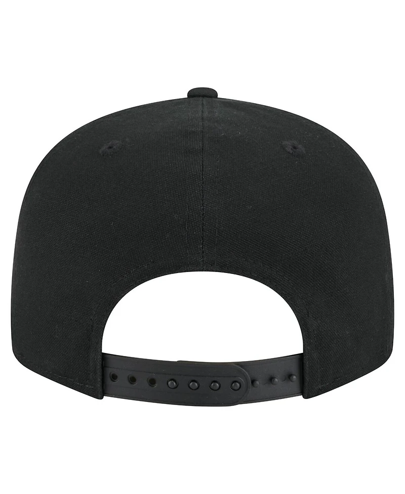 New Era Men's Black Miami Dolphins Adventure Canvas Split Panel 9FIFTY Snapback Hat