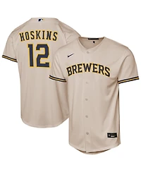 Nike Big Boys and Girls Rhys Hoskins Cream Milwaukee Brewers Home Replica Player Jersey