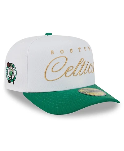New Era Men's White/Kelly Green Boston Celtics 2025 Nba Draft A-Frame 59FIFTY Fitted Hat