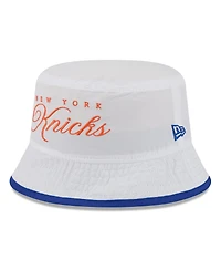 New Era Men's White/Blue New York Knicks 2025 Nba Draft Nylon Bucket Hat