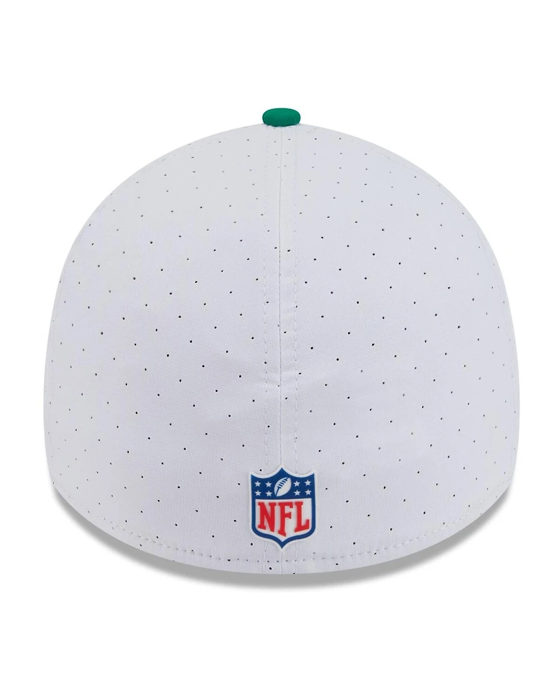 New Era Men's White/Kelly Green Philadelphia Eagles 2025 Nfl Training Camp Throwback Logo 39THIRTY Flex Hat