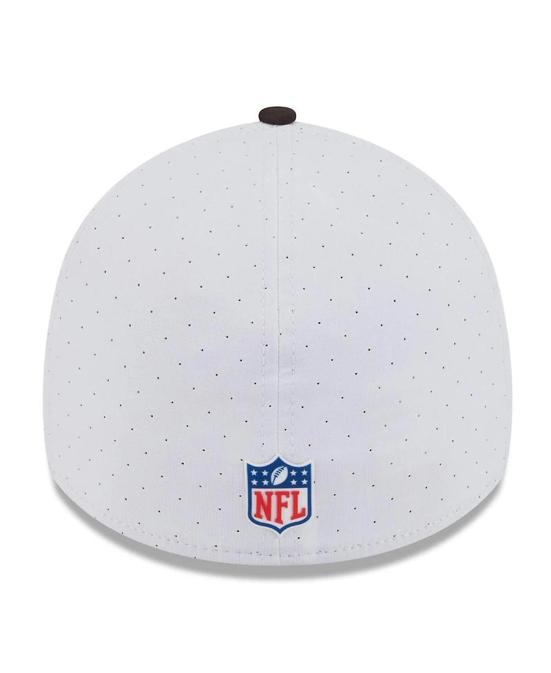 New Era Men's White/Brown Cleveland Browns 2025 Nfl Training Camp Throwback Logo 39THIRTY Flex Hat