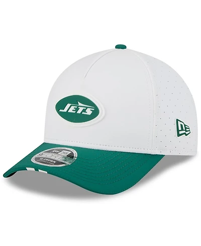 New Era Big Boys and Girls White/Green New York Jets 2025 Nfl Training Camp A-Frame 9FORTY Adjustable Hat