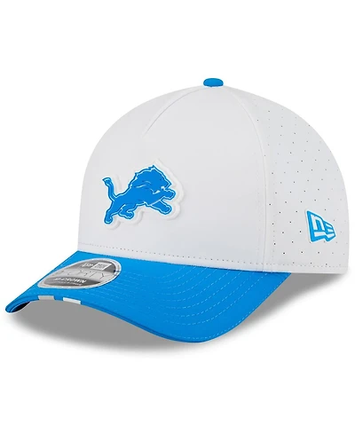 New Era Big Boys and Girls White/Blue Detroit Lions 2025 Nfl Training Camp A-Frame 9FORTY Adjustable Hat