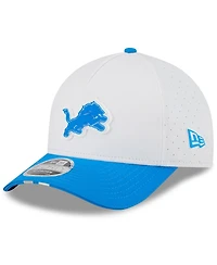 New Era Big Boys and Girls White/Blue Detroit Lions 2025 Nfl Training Camp A-Frame 9FORTY Adjustable Hat