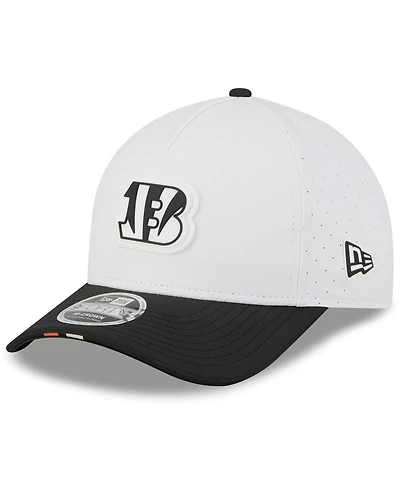 New Era Big Boys and Girls White/Black Cincinnati Bengals 2025 Nfl Training Camp A-Frame 9FORTY Adjustable Hat