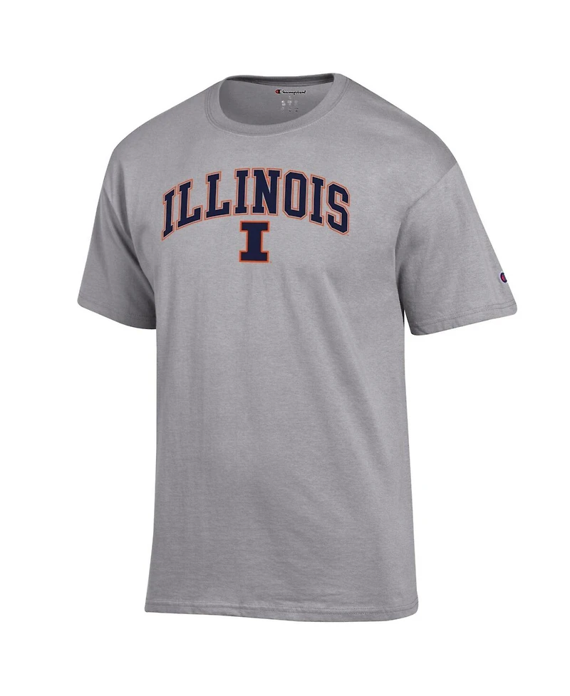 Champion Men's Heather Gray Illinois Fighting Illini Arch Over Logo T-Shirt