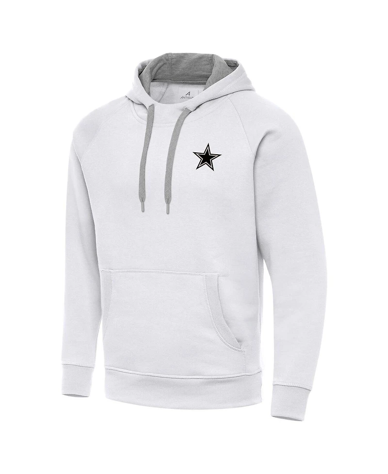 Antigua Men's White Dallas Cowboys Brushed Carbon Victory Pullover Hoodie