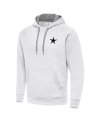 Antigua Men's White Dallas Cowboys Brushed Carbon Victory Pullover Hoodie
