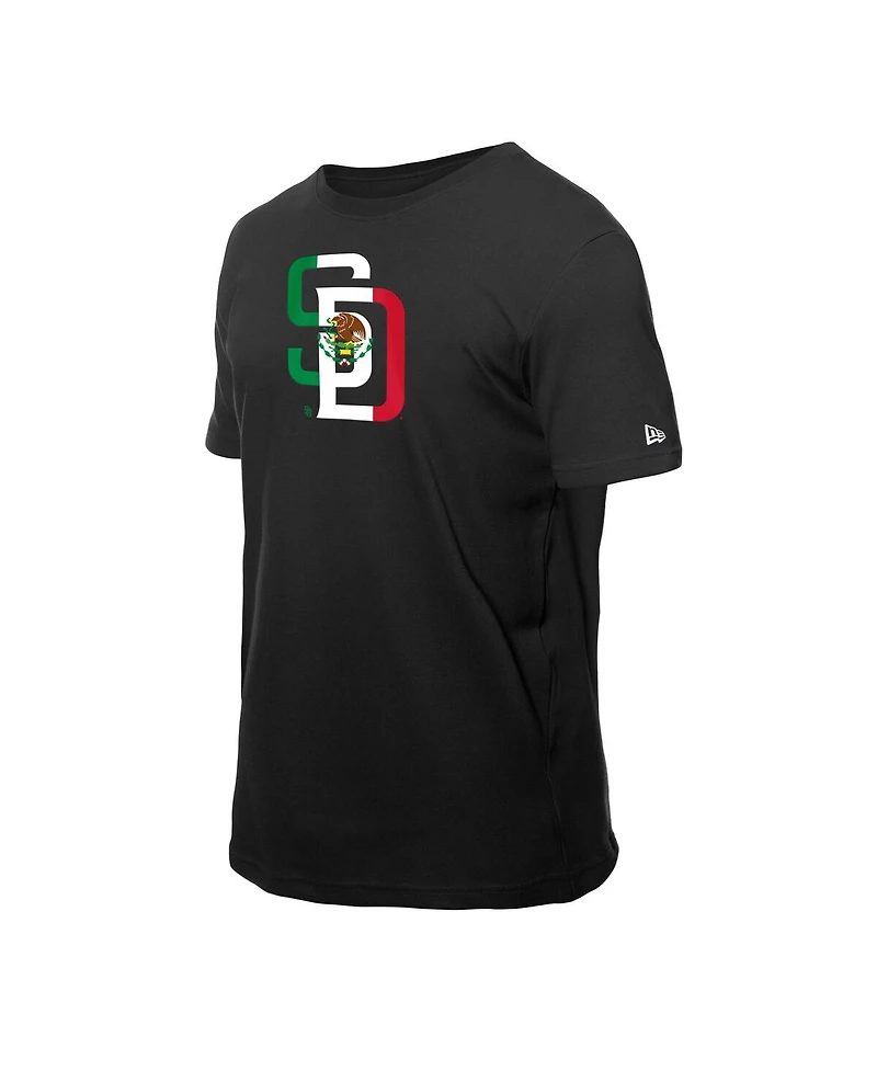 New Era Men's Black San Diego Padres Mexican Flag Logo T-Shirt