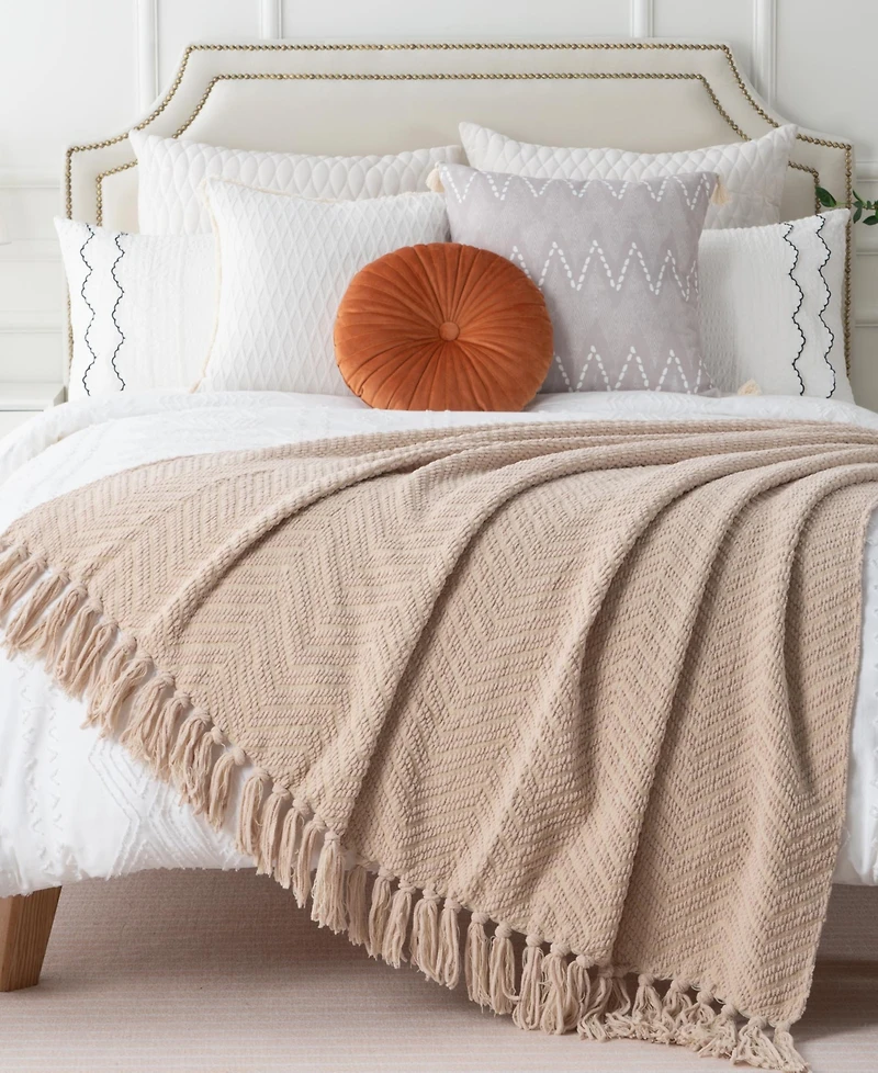 Battilo Herringbone Chenille Knit Throw